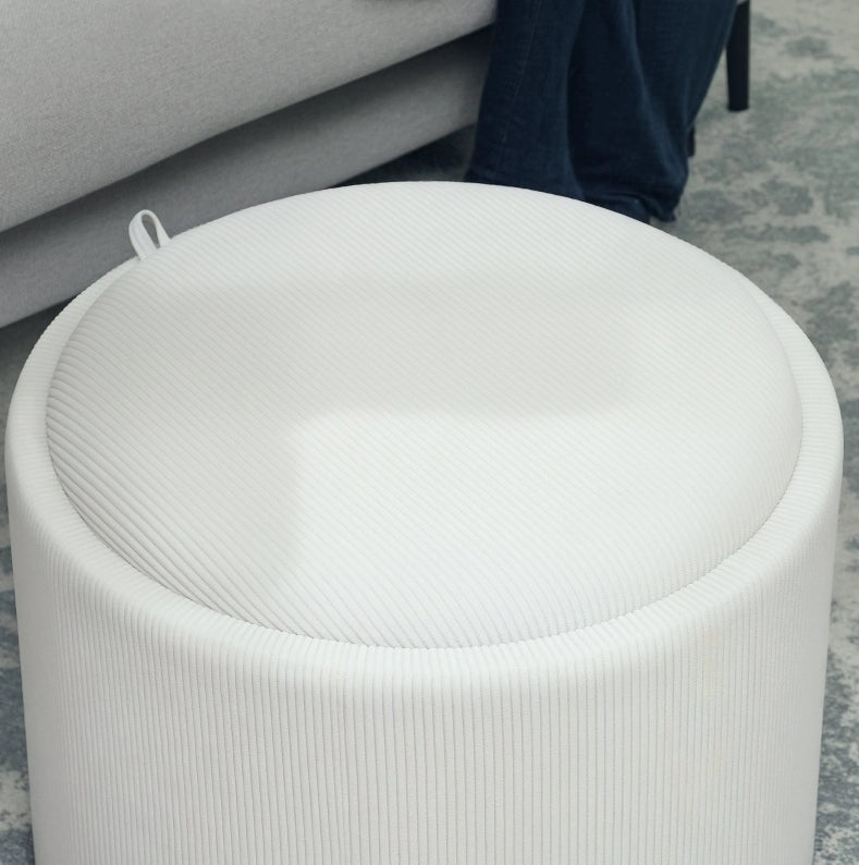 Pouf contenitore rotondo con vassoio reversibile, crema, Ø56 cm