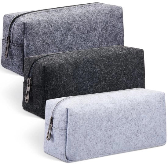 Etui 3 in 1, borsa di cosmetici in pelle, piccolo contenitore, borsa in pelle, contenitore, borsa di cosmetici con chiusura a righello pratica, contenitore per penne per ragazze e adolescenti