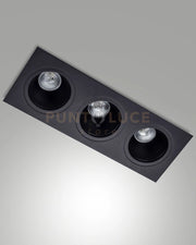 LEON CORNICE DI FARETTI INCASSO 3 LUCI NERA ATTACCO GU10 35,5X12,8CM