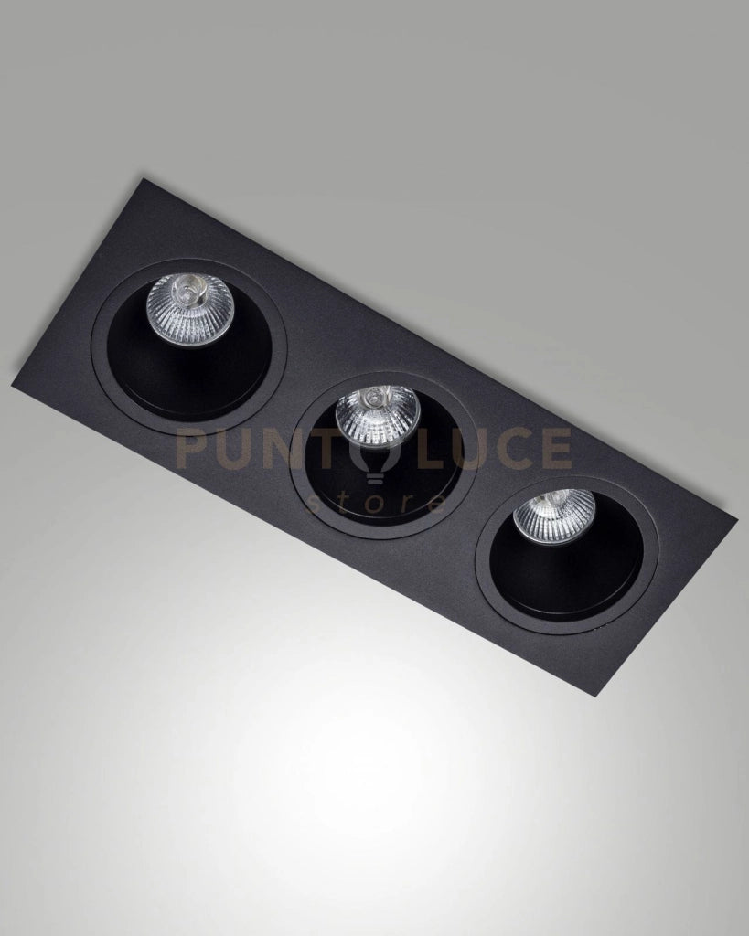 LEON CORNICE DI FARETTI INCASSO 3 LUCI NERA ATTACCO GU10 35,5X12,8CM