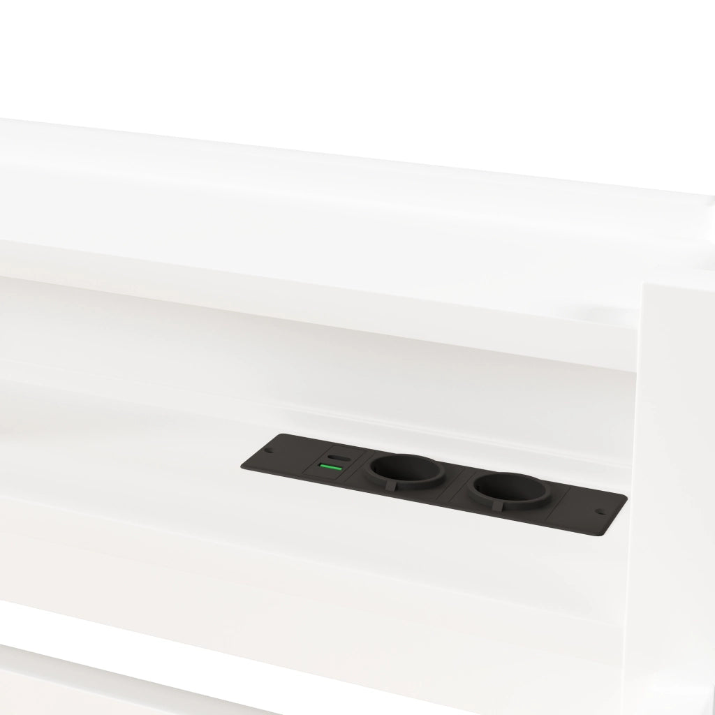 LETTO A CASTELLO 90x200 cm con scrivania, LED e scala con contenitore, bianco