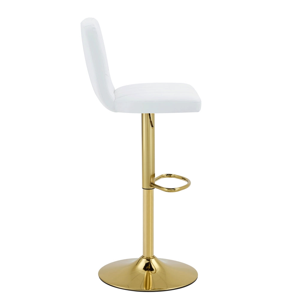 Sgabello da bar regolabile bianco e oro, girevole a 360°, altezza 62-83 cm