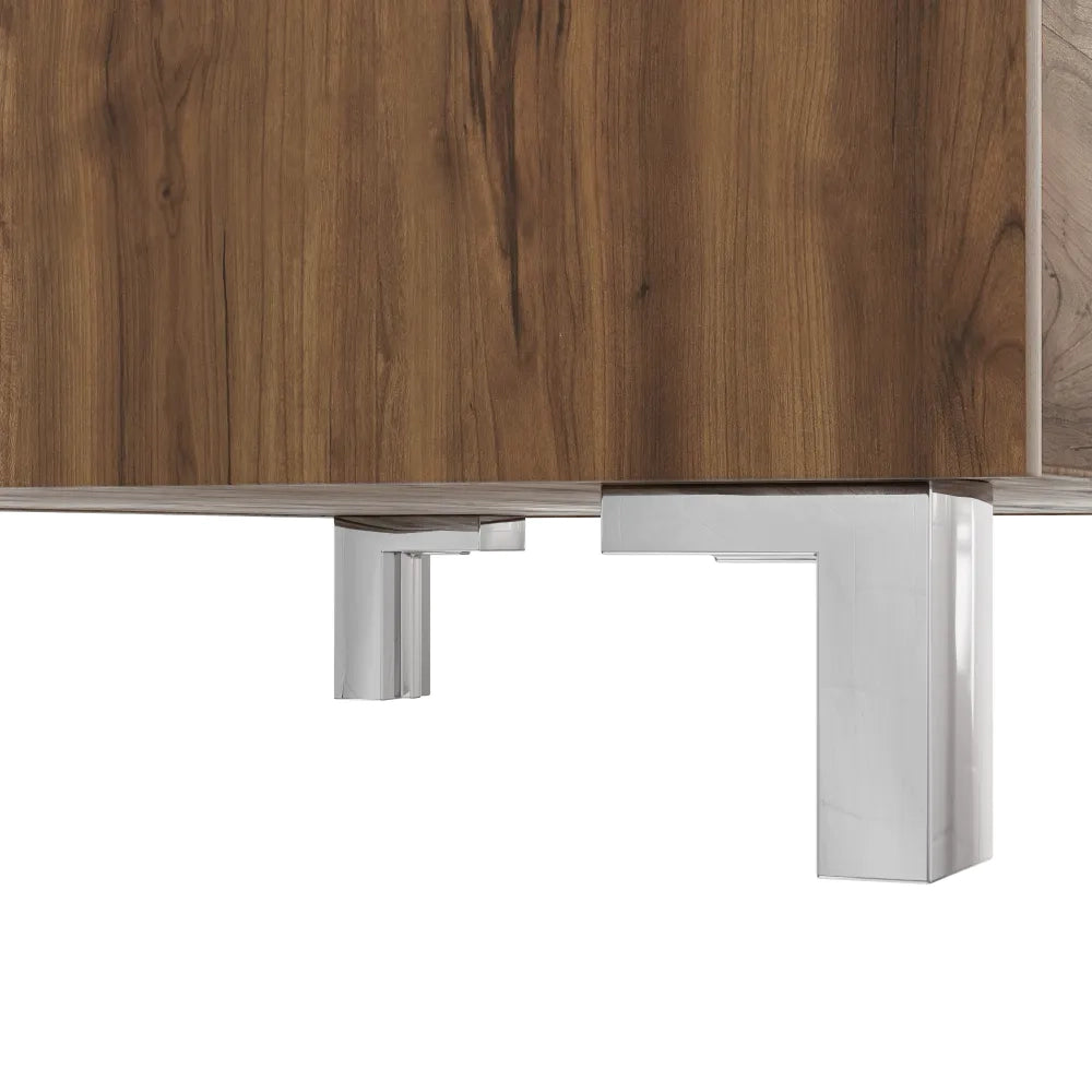 Mobile bagno a terra 100cm  tre cassetti push&pull rovere barok con lavabo bianco lucido | Yaku