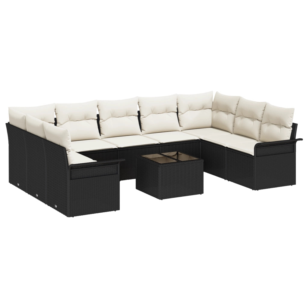 Set Divano Giardino  9 Pezzi con Cuscini Rattan Polivalente Marrone