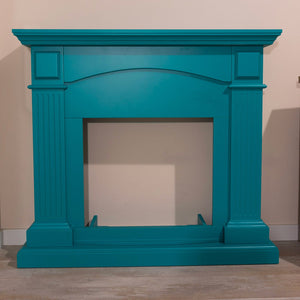 Cornice da Pavimento per Inserto Camino Elettrico 113,7x102,2x28,2 cm in MDF Sined Cetona Turchese