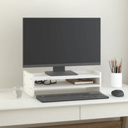 Supporto per Monitor Bianco 50x27x15 cm Legno Massello di Pino 814020