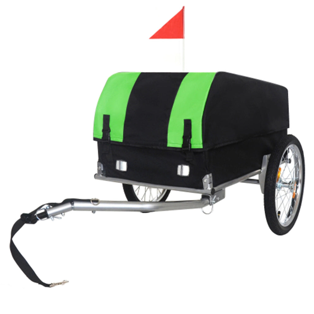 RIMORCHIO PORTABAGAGLI BICI 69x48x34 cm Verde/Nero in acciaio pieghevole