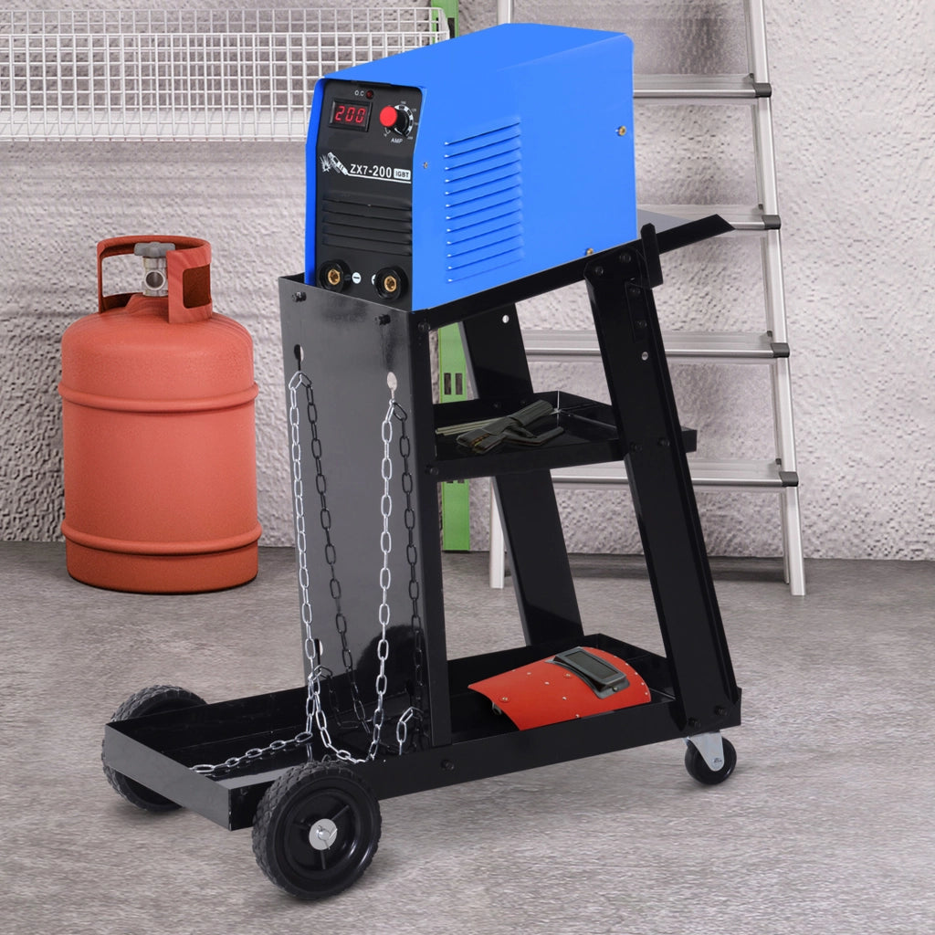 Carrello per saldatura con 3 ripiani e 4 ruote ¨C zephmum ¨C Nero, Acciaio, 71x39x70cm