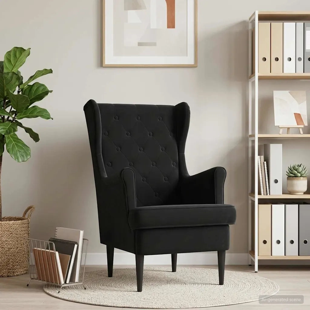 Divano Sedia-Poltrona-Poltroncina Nero Velluto 541004