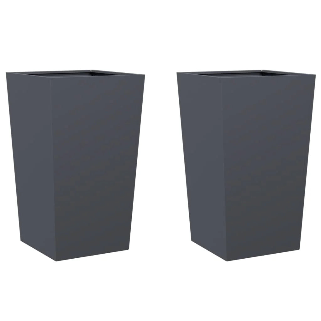 Fioriera rialzata per piante fiori giardino terrazze set da 2 45 x 45 x 75 cm acciaio antracite 02_0038978