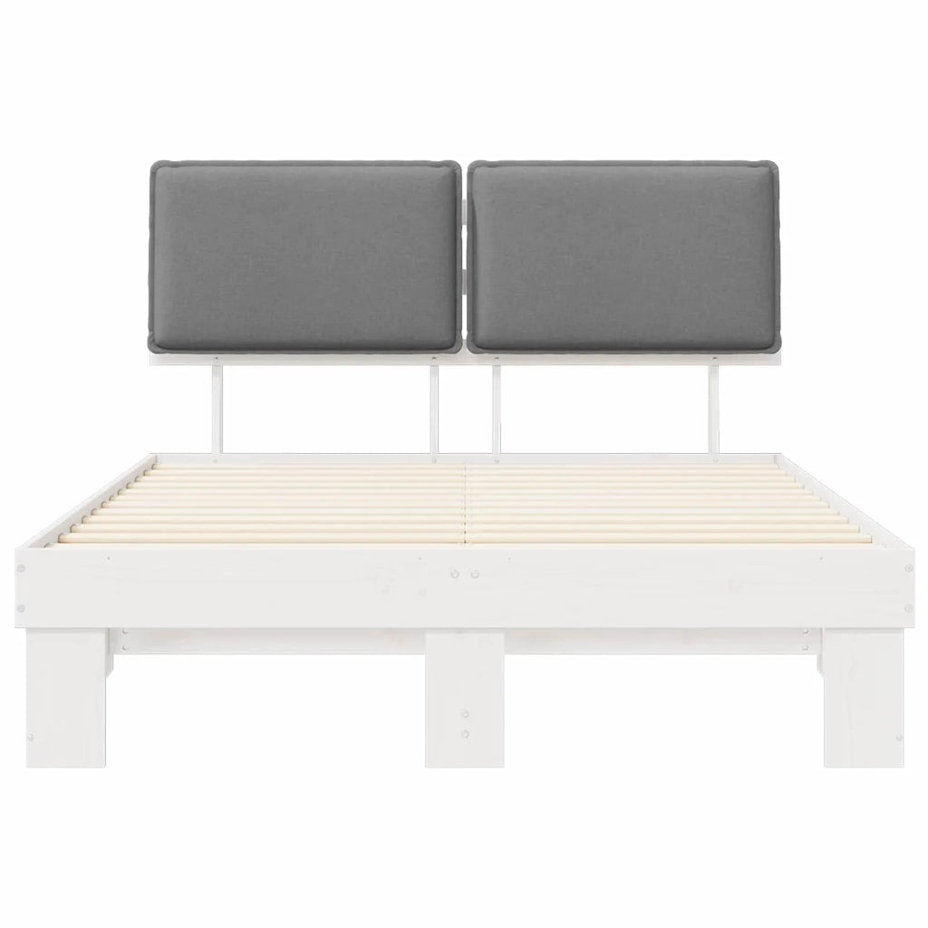 Letto con Testiera Rivestita Grigio chiaro 140 x 190 cm 877288