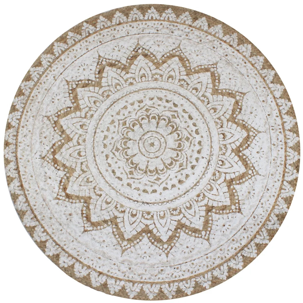 Tappeto in Juta Intrecciata con Stampa 150 cm Rotondocod mxl 73324