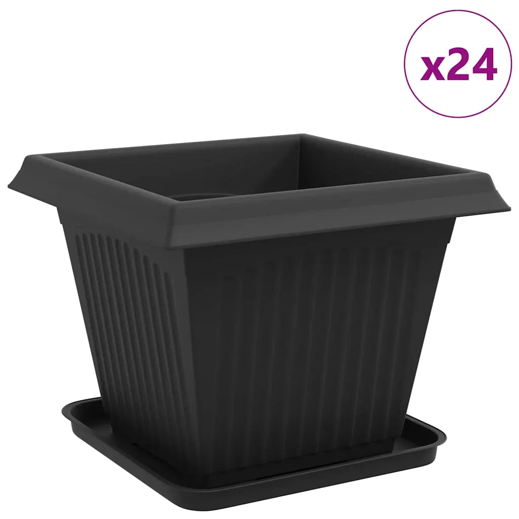 Vasi per Piante 24 pcs Nero 38 x 38 x 30 cm Plastica 3403316