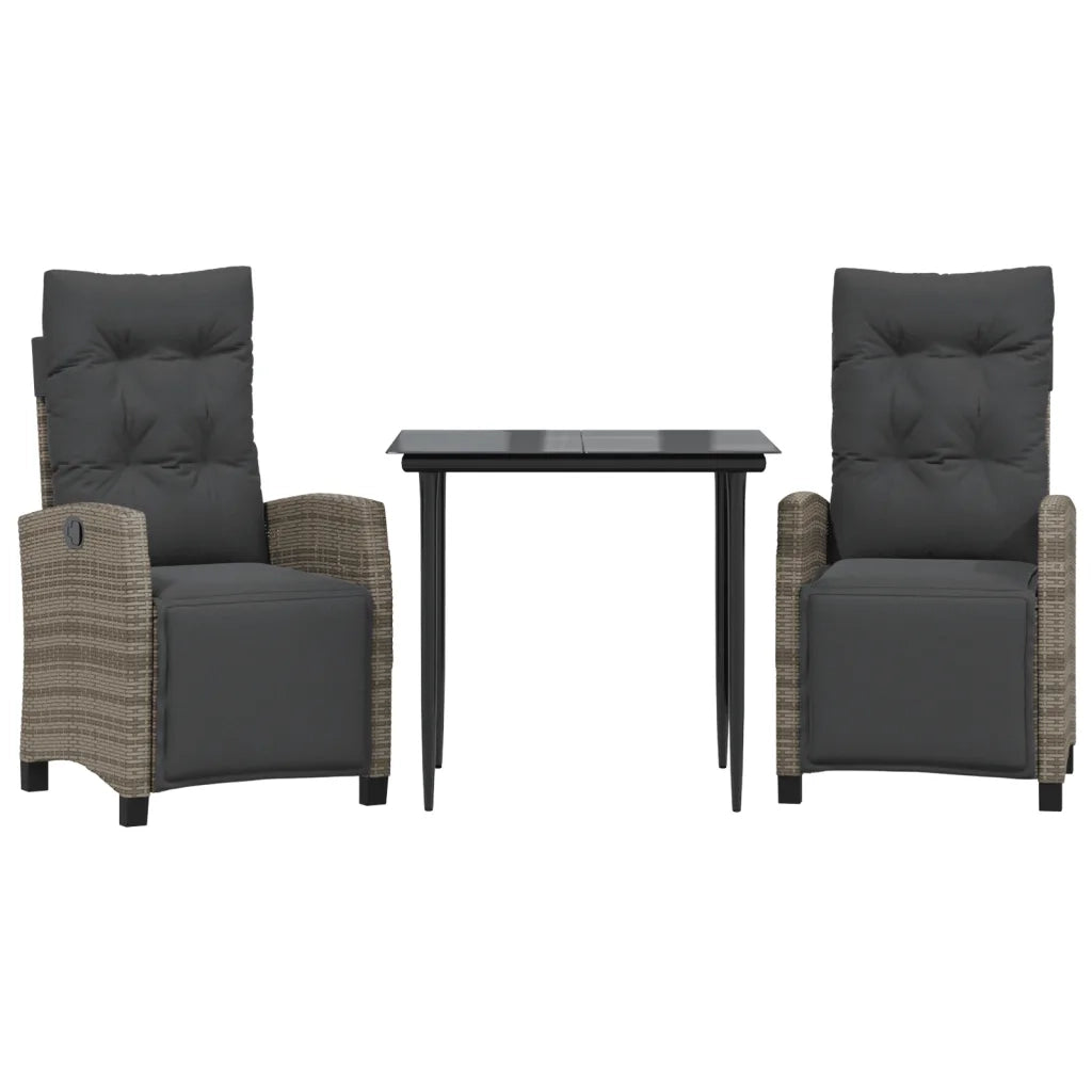 Set da Pranzo da Giardino 3 pz con Cuscini in Polyrattan Grigio 3212988