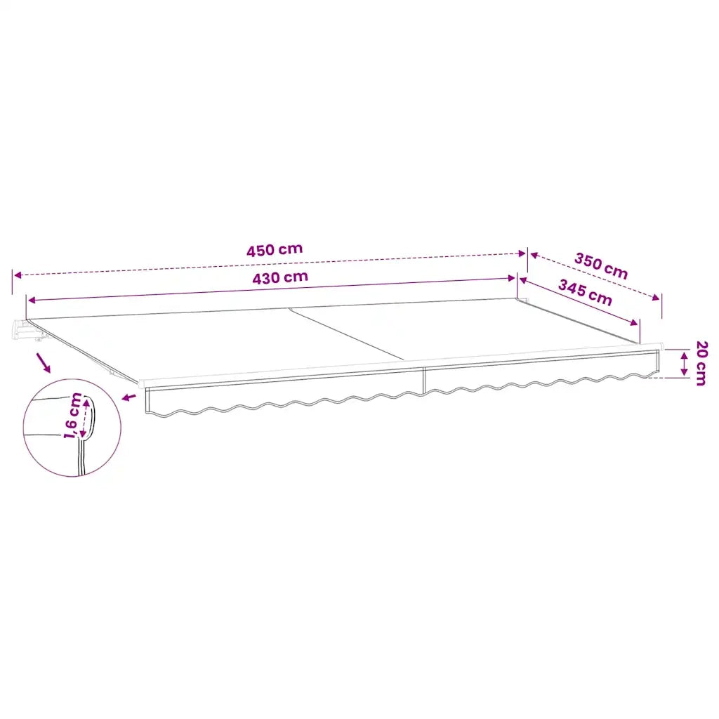 Tessuto di Ricambio per Tenda da Sole Antracite 450x350 cm Poliestere 311950