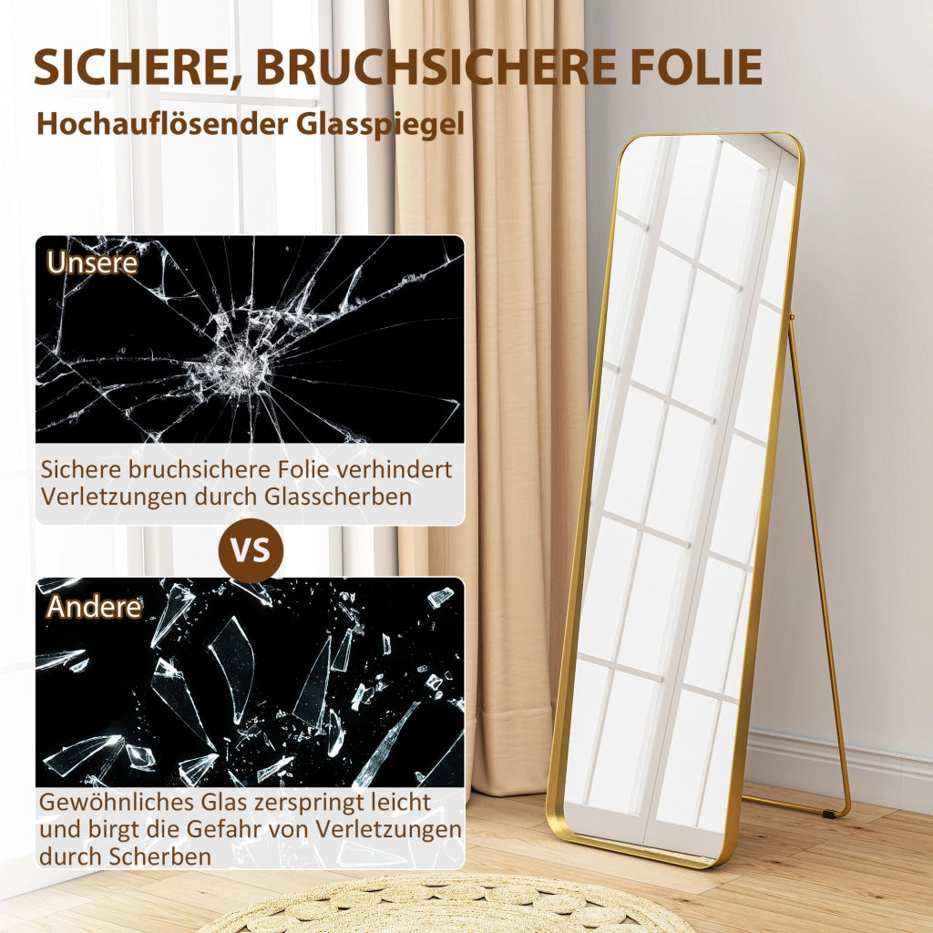 Specchio a Pieno Corpo ¨C zephmum ¨C Cornice Oro, 160x50 cm