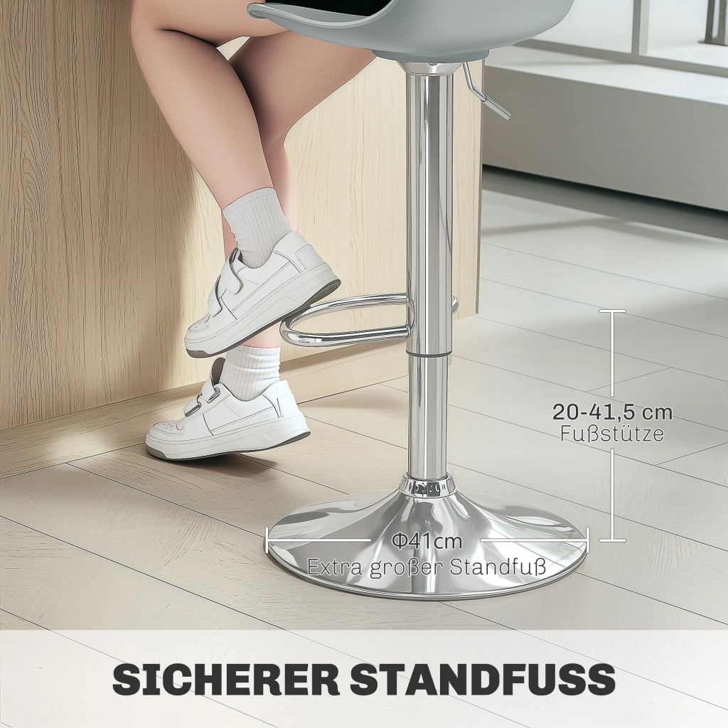 Set 2 Sedie da Bar Altezza Regolabile con Schienale ¨C Zephmum ¨C Grigio 42x41x82-104 cm