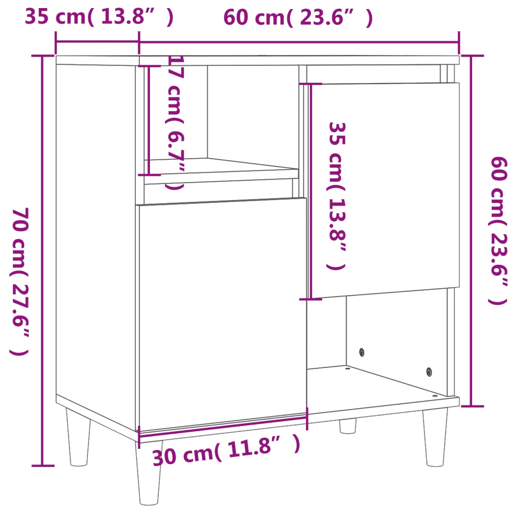 Credenza Bianca 60x35x70 cm in Legno Multistrato 821140
