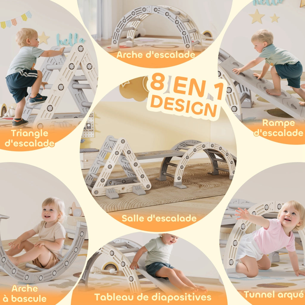 Casetta per arrampicata bambini ¨C zephmum ¨C grigio 279x80x69 cm