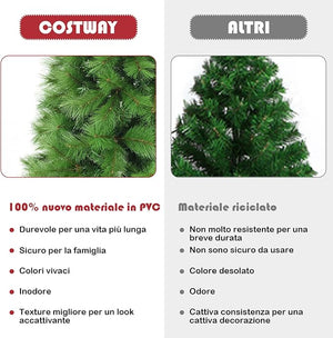 Albero di Natale Artificiale 180/210 CM, Albero di Natale con 586/808 Rami Folti e Base di Metallo, Ideale per Casa, Ufficio e Negozio, Verde (180 CM)