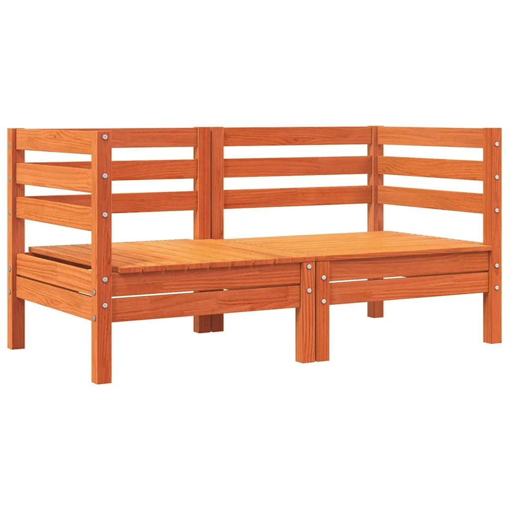 Divano Angolare Giardino Cuscini 2pz Marrone Cera Massello Pino 838154