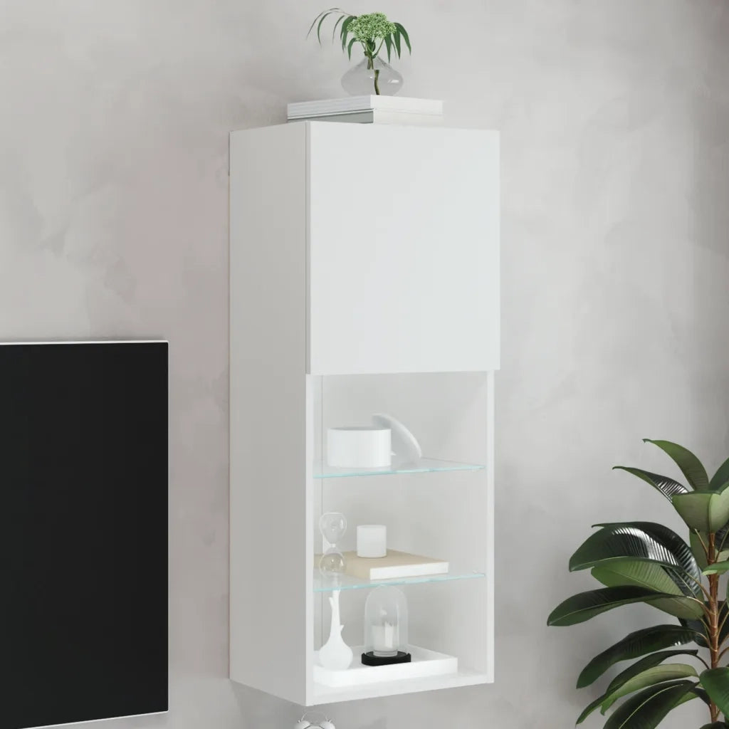 Mobile TV | Armadietto TV | Mobile Porta TV con Luci LED Bianco 40,5x30x102 cm