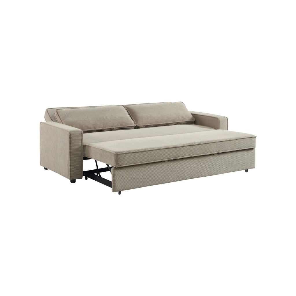 Divano letto in velluto a coste,  3 posti, beige