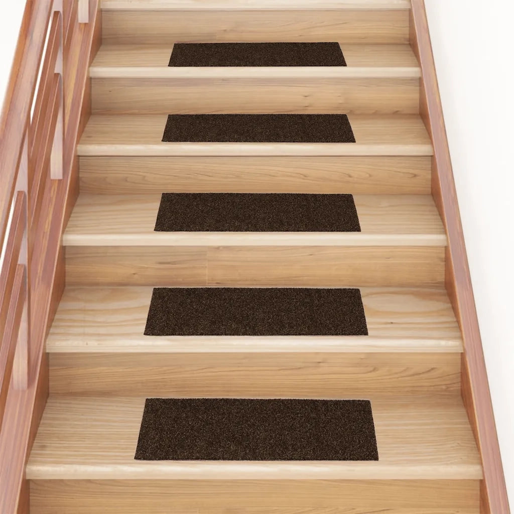Tappetini per scale autoadesivi 15 pz | Gradini per Scale 60x25 cm marrone rettangolari