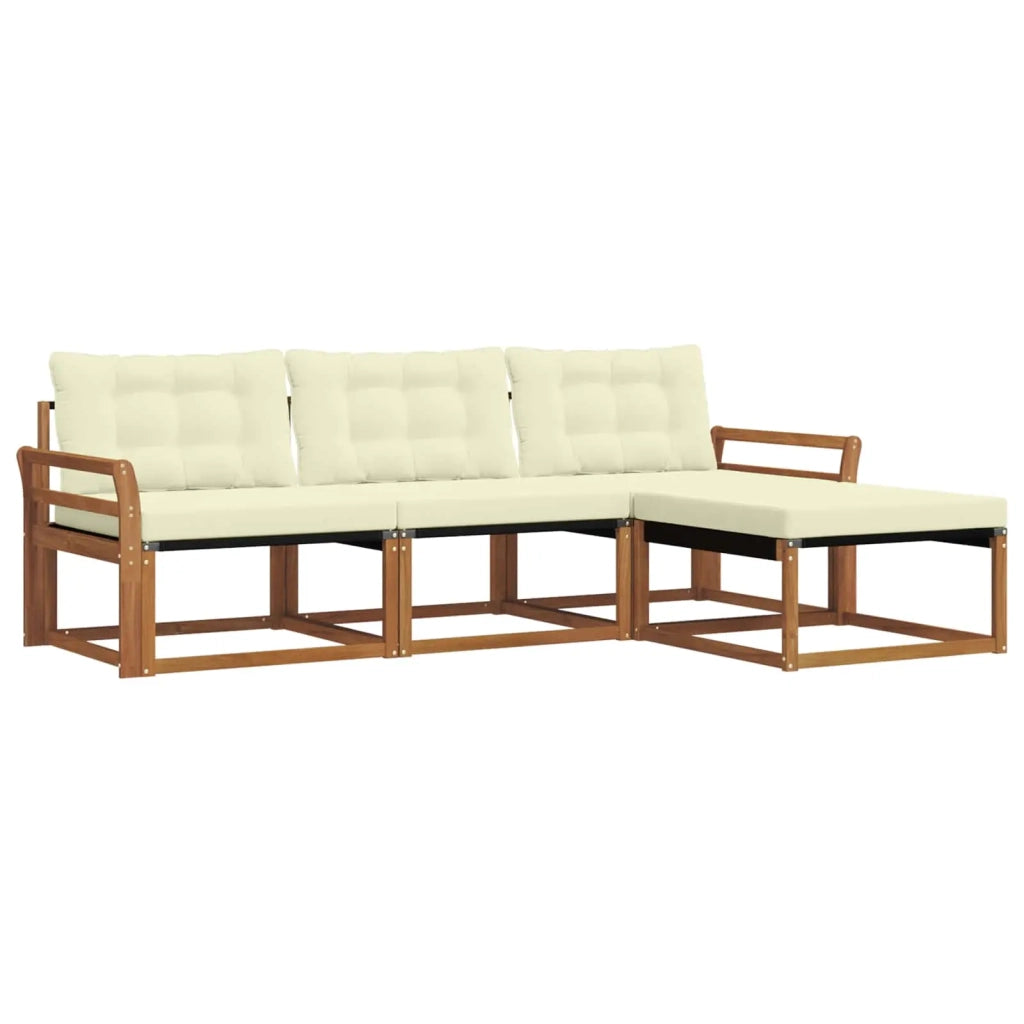 Set di divani da esterno con cuscino 4 pcs Naturale e Crema