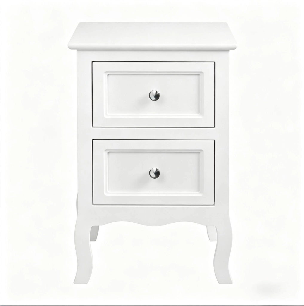 Comodino moderno bianco con 2 cassetti in MDF laccato 40x60x30 cm