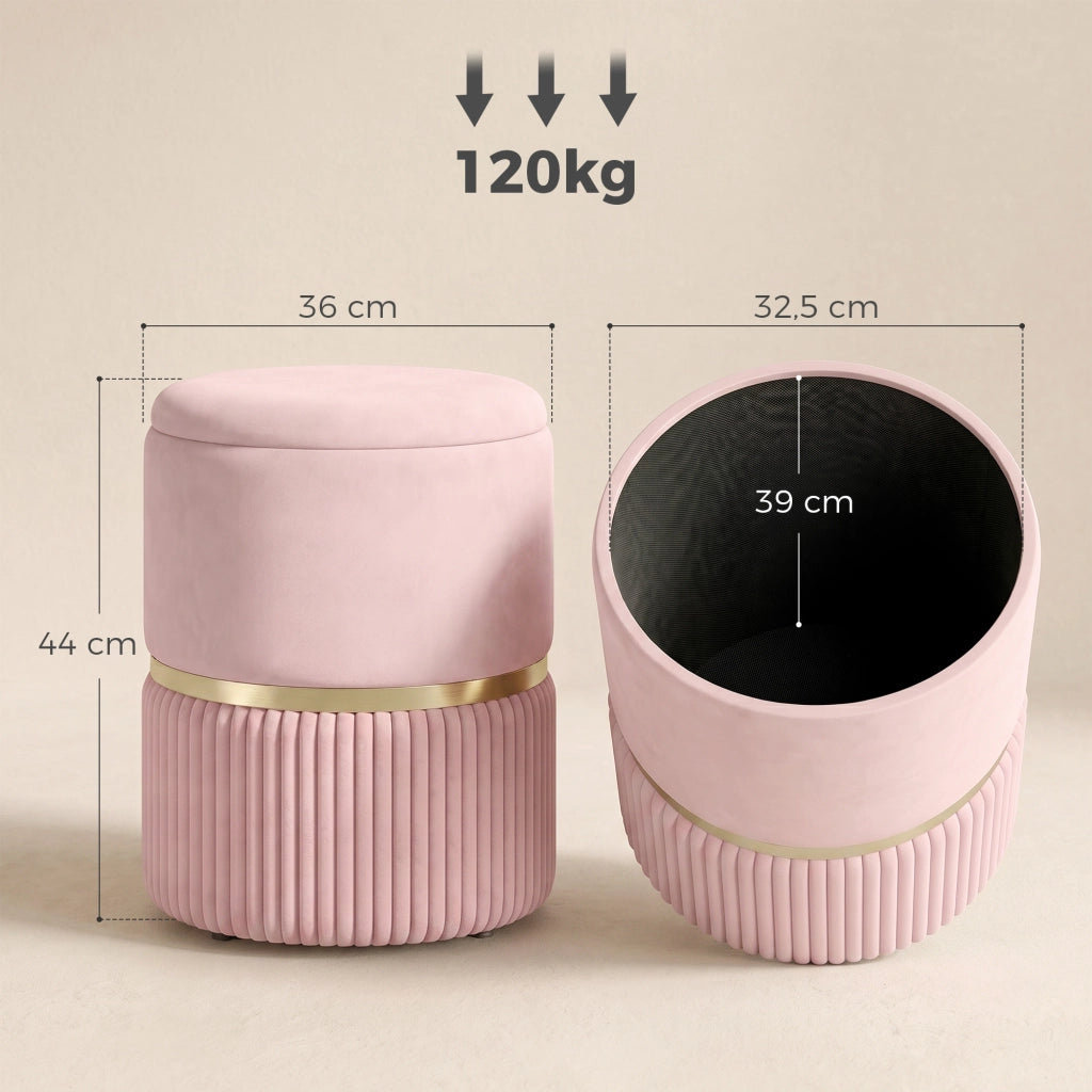 Pouf ¨C Minimal ¨C rosa, velluto, 36x36x44