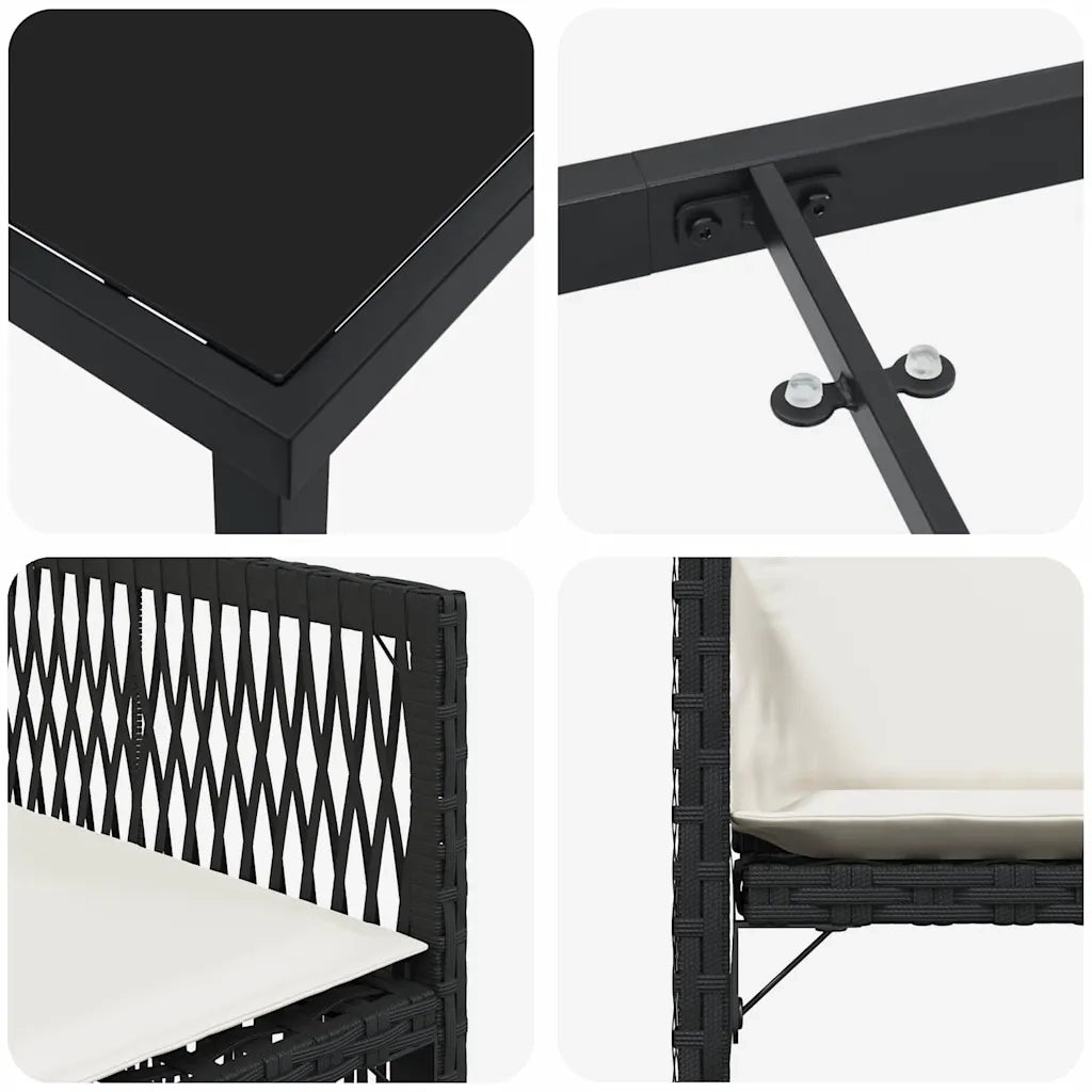 Set da Pranzo per Giardino 9 pcs Nero polyrattan 3380772