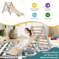 3 in 1 Arrampicata Giocattolo a Triangolo per Bambini, Set di Arrampicata con Rampa di Scivolo a 2 Lati e Inclinazione Regolabile, Arrampicatore per Bambini 1 Anno+ (Grigio)