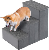 Scala per Cani, Rampe Pieghevole Antiscivolo per Animali Domestici con Scomparti di Stoccaggio per Giocattoli e Spuntini per Letti e Divani, Grigio (39 x 51 x 45cm)