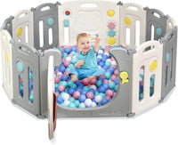 Recinto per Bambini da Giocare, Box Pieghevole Centro di Attività per Bambini, Porta con Chiusura e Giocattoli, Ecologico, da Interni ed Esterni (12Pannelli)