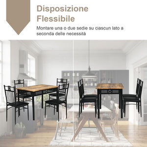 Set Tavolo e Sedie da Pranzo 5 Pezzi, Tavolo Cucina Rettangolare 110 cm con Sedie Imbottite per 4 Persone, Set Mobili Salvaspazio per Soggiorno Cucina Bar Ristorante (nero)