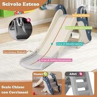4 in 1 Scivolo per Bambini, Set da Giocattolo Arrampicata con Canestro da Basket Lancio Palla ed Anelli, Scivolo Pieghevole da Interno ed Esterno per Bambini 3 Anni +