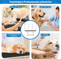 Tavolo da Toelettatura per Cani, Accessori Pieghevole per Toilette con Bracci Regolabili in Altezza, Guinzagli e Morsetti a Vassoio a Rete, Portata 150 kg (125 x 61 x 162,5 cm)