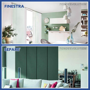 Bastone per Tende A Pannello Comando a Corda Apertura a sinistra, Binario a 5 vie con portapannelli da 55 CM, Attacco Soffitto Lunghezza 240 CM