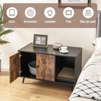 Mobile per Lettiera per Gatti, Casetta per Gatti Moderno con Scomparto a Doppia, Anta, Vano Aperto e Tiragraffi, Mobiletto Multiuso e Moderno da Interno, 90 x 50 x 54 cm