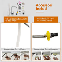 Tavolo da Campeggio Portatile, Tavolo Pieghevole con Lavello, Rubinetto Girevole a 360° e Tubo di Scarico, Portata 150 kg, 108 x 58 x 93 cm