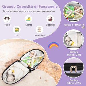 Valigia per Bambini da 16" con Ruote, Valigia Rigida con Manico Telescopico in Alluminio, Regalo per Bambini, 33 x 26 x 81cm (Rosa)