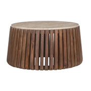 Tavolino basso rotondo in legno massiccio collezione DELHI diametro 70cm - Stile etnico e design