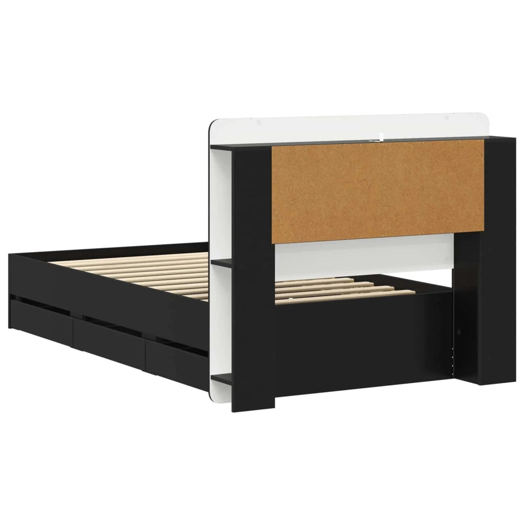 Struttura del letto con stoccaggio e testata Nero 75 x 190 cm 3433991