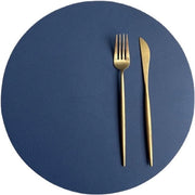 Tavoli di protezione, lavabili, pelle bicolore, pelle sintetica, tavoli di protezione, impermeabili, look in pelle, per uso domestico, cucina, ristoranti e hotel, 32 cm (blu + grigio, 6 pezzi)