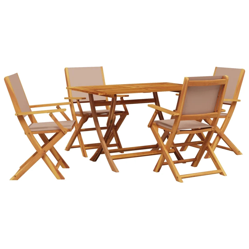 Set da Pranzo da Giardino 5 pz Tortora Tessuto e Legno Massello 3281702