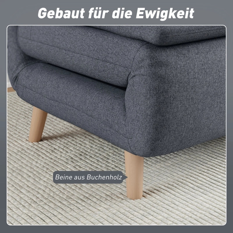 POLTRONA LETTO 3 IN 1 95 cm Grigia in Poliestere con schienale reclinabile