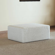 Divano Modulare Chaise Longue con seduta ampia e tessuto corduroy, Bianco
