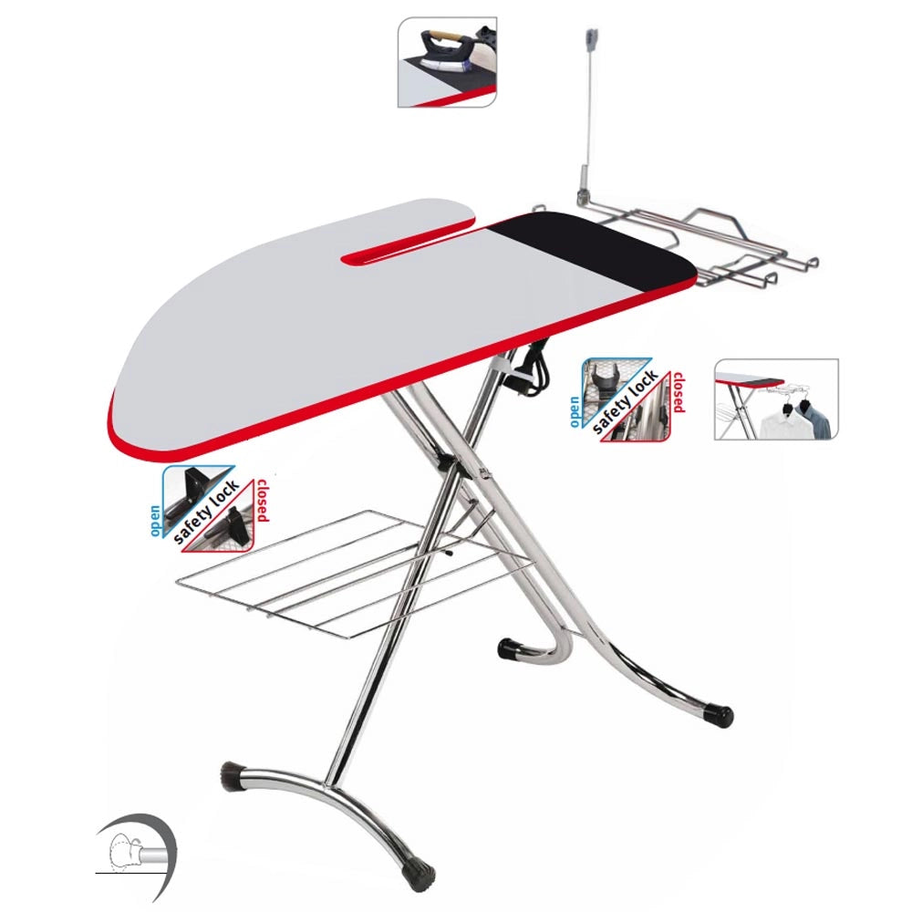 Combiboard plus asse da stiro con stiramaniche e area ignifuga regolabile in altezza made in italy