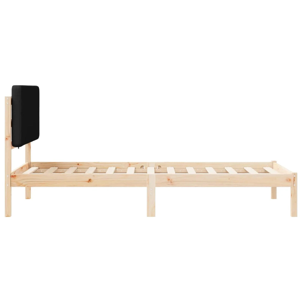 Letto con Testiera Rivestita Nero 100 x 200 cm Pino massello 877931